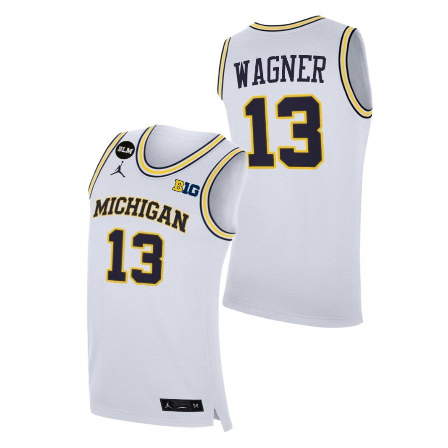 Michigan Wolverines Men's NCAA Moritz Wagner #13 White BLM College Basketball Jersey CXM3649US